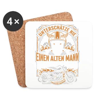 Unterschätze nie einen alten Mann mit Motorrad - Untersetzer (4er-Set) - Weiß - Vorne