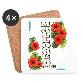 Mallorca feeling with hibiscus & tropical leaves - Coasters (set of 4) - white - Front