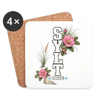 Sylt Brise mit Wildrosen und Nordsee-Flair - Untersetzer (4er-Set) - Weiß - Vorne