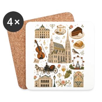 Viennese Charm | Vienna Culture & Coffee House - Coasters (set of 4) - white - Front