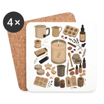 Amour à la bougie | Versement de bougies et bricolage - Dessous de verre (lot de 4) - blanc - Devant