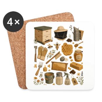 Bee Love | Beekeeping & Honey - Coasters (set of 4) - white - Front
