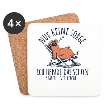 Ich Hendl Das Schon Später Vielleicht Huhn Spruch - Untersetzer (4er-Set) - Weiß - Vorne