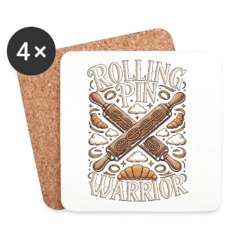Pastry Chef Rolling Pin Warrior Pastry Specialist - Coasters (set of 4) - white - Front
