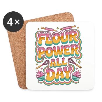 Pastry Chef Flour Power All Day Patissiere Baking - Coasters (set of 4) - white - Front