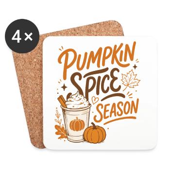 Saison des épices à la citrouille - Saison d’automne - Dessous de verre (lot de 4) - blanc - Devant