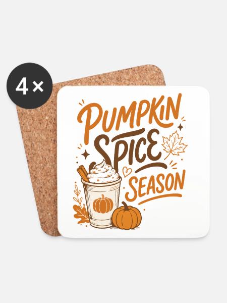 Pumpkin Spice Season - Herbst Saison - Untersetzer (4er-Set) - Weiß