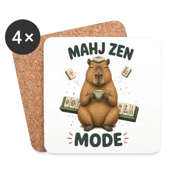 Mahjong Mahj Zen Mode Capybara - Coasters (set of 4) - white - Front