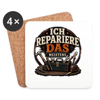 Ich Repariere das Meistens Spruch Handwerker - Untersetzer (4er-Set) - Weiß - Vorne