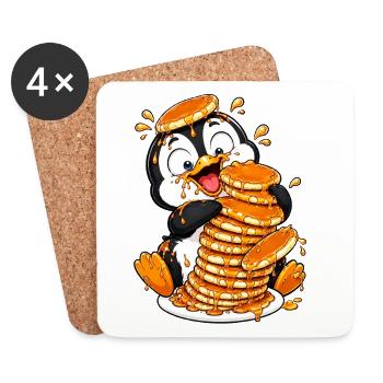 Dessin animé drôle de sirop de pancakes de pingouins - Dessous de verre (lot de 4) - blanc - Devant