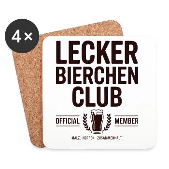 Lecker Bierchen Club Bier Spruch JGA Malle Bier - Untersetzer (4er-Set) - Weiß - Vorne
