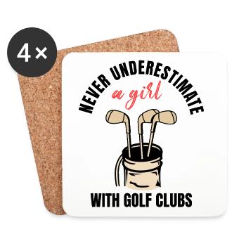 Pouvoir féminin du golf - Dessous de verre (lot de 4) - blanc - Devant