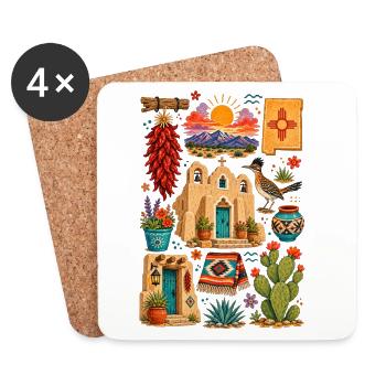 Santa Fe, Nouveau-Mexique | Désert & Sud-Ouest - Dessous de verre (lot de 4) - blanc - Devant