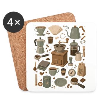 Coffee Love | Barista & Hand Filter - Coasters (set of 4) - white - Front