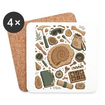 Fossil Hunt | Paleontology & Ammonites - Coasters (set of 4) - white - Front