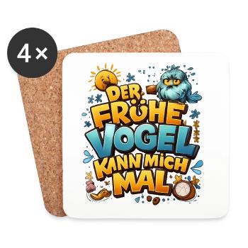 Der frühe Vogel – Kann mich mal - Untersetzer (4er-Set) - Weiß - Vorne