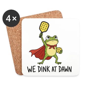 We Dink At Dawn - Pickleball Frog Padel Sport - Coasters (set of 4) - white - Front