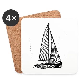 Sailboat Sketch - Coasters (set of 4) - white - Front
