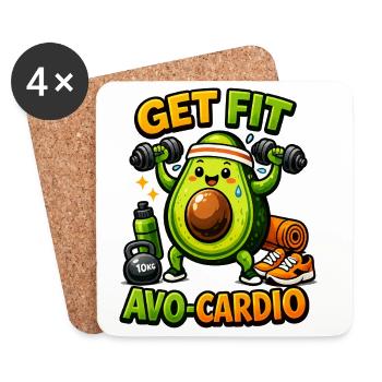 AVO-CARDIO – Avocado in Training - Coasters (set of 4) - white - Front