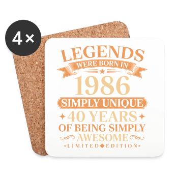Born in 1986 Unique 40 years - Coasters (set of 4) - white - Front