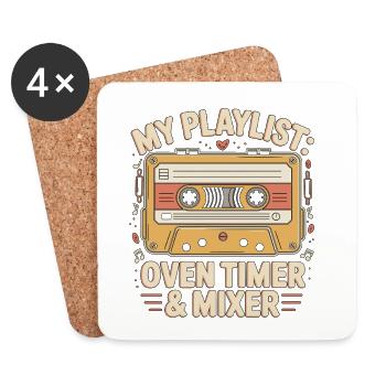 Pastry Chef My Playlist Oven Timer Pastry Artist - Coasters (set of 4) - white - Front