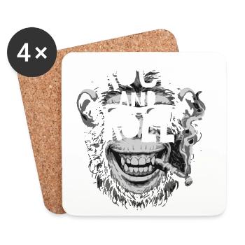 Monkey Rock and Roll Tee - Coasters (set of 4) - white - Front