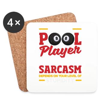 Joueur de billard sarcastique : discours drôle de pool - Dessous de verre (lot de 4) - blanc - Devant