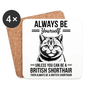 British Shorthair Cat British Shorthair Gift - Coasters (set of 4) - white - Front