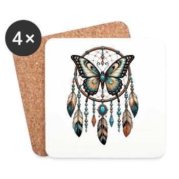 Schmetterling Dreamcatcher - Untersetzer (4er-Set) - Weiß - Vorne