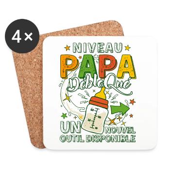 Niveau Papa Débloqué Futur Père - Dessous de verre (lot de 4) - blanc - Devant
