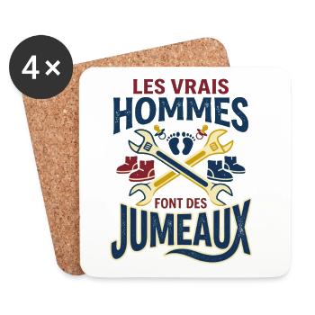 Vrais Hommes Font Des Jumeaux Papa Mécanicien - Dessous de verre (lot de 4) - blanc - Devant