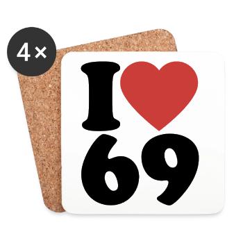 I Love 69 | Pärchen Anspielung | Sexstellung - Untersetzer (4er-Set) - Weiß - Vorne