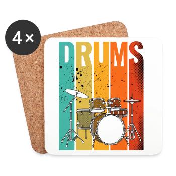 Pop Art Schlagzeug Drumset mehrfarbig - Untersetzer (4er-Set) - Weiß - Vorne