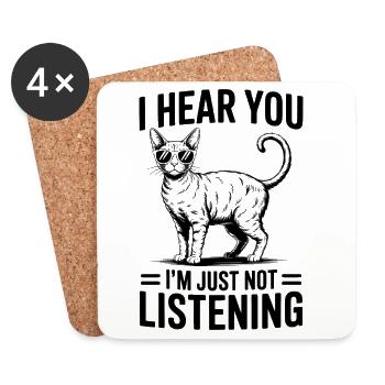 Devon Rex Spruch Katze Lustiges Devon Rex Geschenk - Untersetzer (4er-Set) - Weiß - Vorne