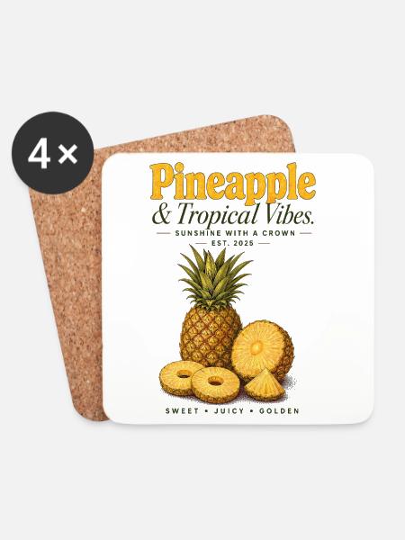 Ananas Tropical Vibes Vintage Shirt - Untersetzer (4er-Set) - Weiß