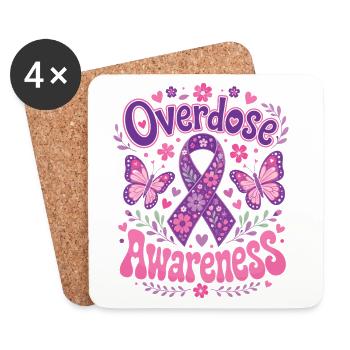 Overdose Awareness Month Lila Band Blumen - Untersetzer (4er-Set) - Weiß - Vorne