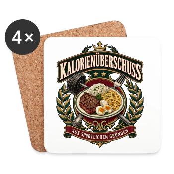 Kalorienüberschuss aus sportlichen Gründen - Untersetzer (4er-Set) - Weiß - Vorne