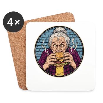 Granny Grub Burger-Ikone - Untersetzer (4er-Set) - Weiß - Vorne