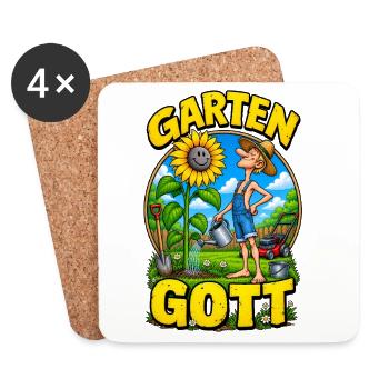 Garten Gott – Funny Gardener Gardening - Untersetzer (4er-Set) - Weiß - Vorne