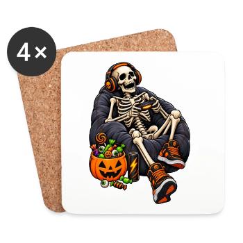 Fun Halloween video game with a skeleton - Untersetzer (4er-Set) - Weiß - Vorne