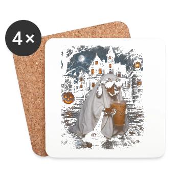 Glamour Ghosthund mit Kaffee - Untersetzer (4er-Set) - Weiß - Vorne