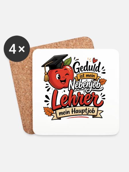 Lehrer Geschenk - Nebenjob Geduld Hauptjob - Untersetzer (4er-Set) - Weiß