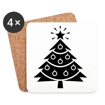 Weihnachtsbaum - Untersetzer (4er-Set) - Weiß - Vorne