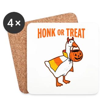 Hupen oder Leckerli Gans Halloween-Grafik - Untersetzer (4er-Set) - Weiß - Vorne