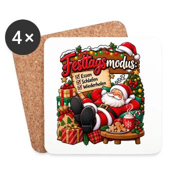 Festtagsmodus Weihnachtsmann Spruch Geschenk - Untersetzer (4er-Set) - Weiß - Vorne