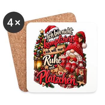 Lustiges Weihnachtsgeschenk Plätzchen Spruch - Untersetzer (4er-Set) - Weiß - Vorne