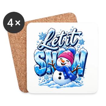 Süßer Schneemann Let it Snow Weihnachten - Untersetzer (4er-Set) - Weiß - Vorne