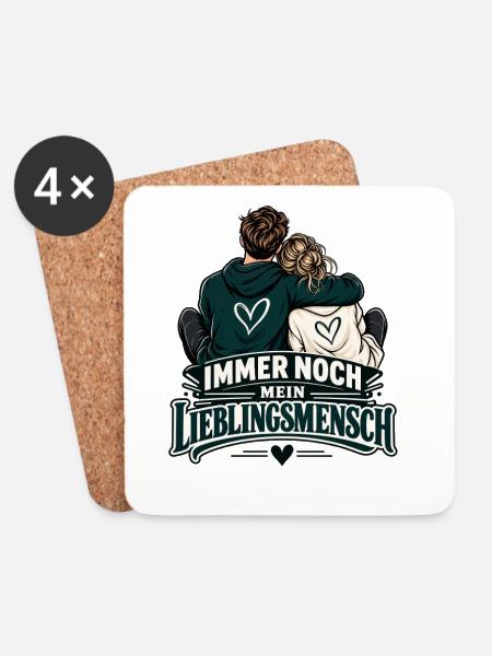 Valentinstag Geschenkidee Partner Hochzeitstag - Untersetzer (4er-Set) - Weiß