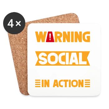 Social Worker Quote Warning In Action Social Work - Untersetzer (4er-Set) - Weiß - Vorne