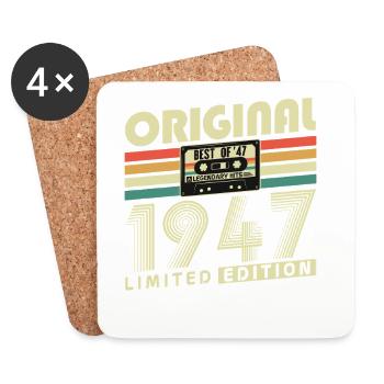 Original 1947 Jahrgang 80. Geburtstag Geschenk - Untersetzer (4er-Set) - Weiß - Vorne